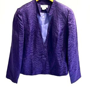 Vintage‎ Shomi Womens 10 Cropped Blazer Jacket Purple Silk Linen 90's Y2K Gothic